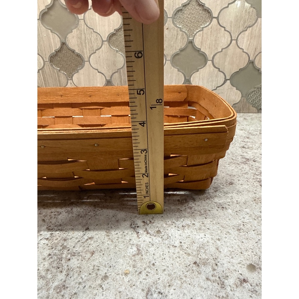 Longaberger Handwoven Rectangular Bread Basket Dresden Ohio USA Brown 14x7.5x3.5 - Picture 4 of 6